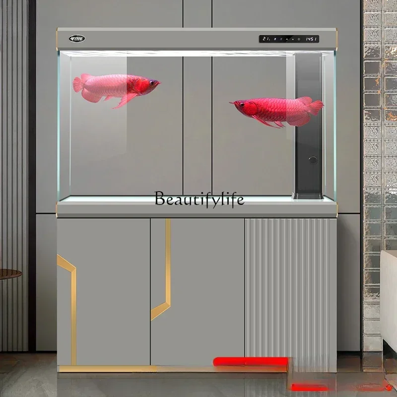 

LD33Super White Glass Fish Tank Living Room Large Aquarium Household Floor Screen Fish Globe