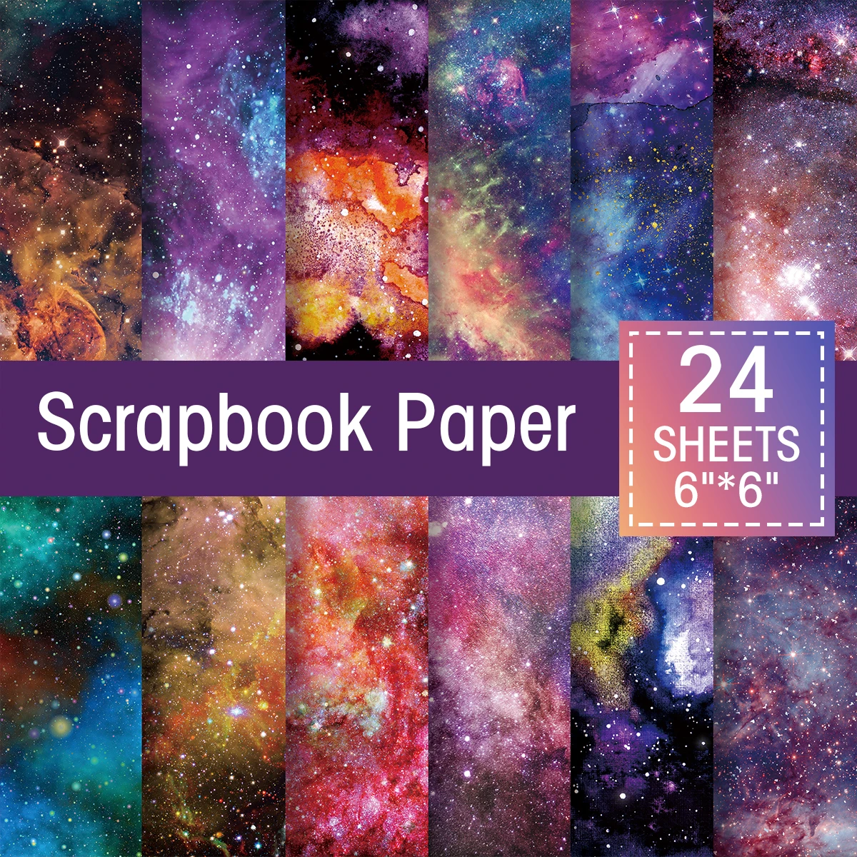 

24Pcs/Pack Space Galaxy Themed Scrapbook Paper,Colorful Galaxy Star Background Decoration Scrapbook Paper,Party Colored Paper