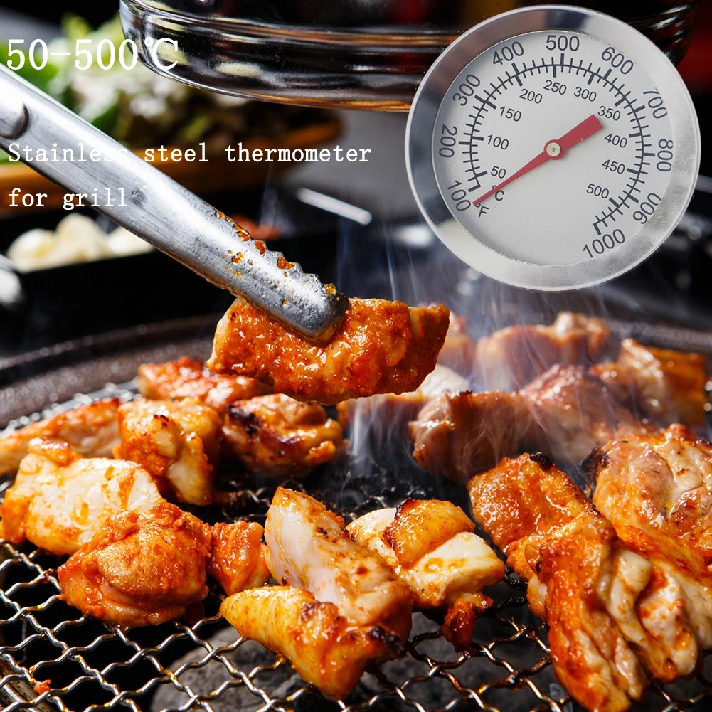 Stainless Steel Barbecue Thermometer Dial Display BBQ Grill Temperature Gauge Oven Temperature Meters Kitchen Home Accessories