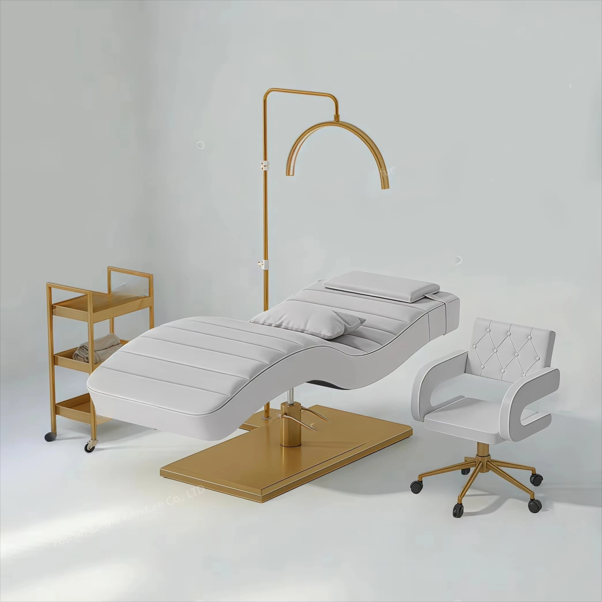 Luxury Eyelash Bed Black Leather Metal Frame Beauty Salon Facial Massage Bed Beauty Salon Massage Bed set