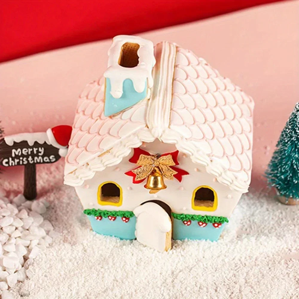 3D Weihnachten Lebkuchen Haus Form Kunststoff Cookie Cutter Set DIY Keks Form Gebäck Kuchen Stempel Backen Werkzeuge Zubehör