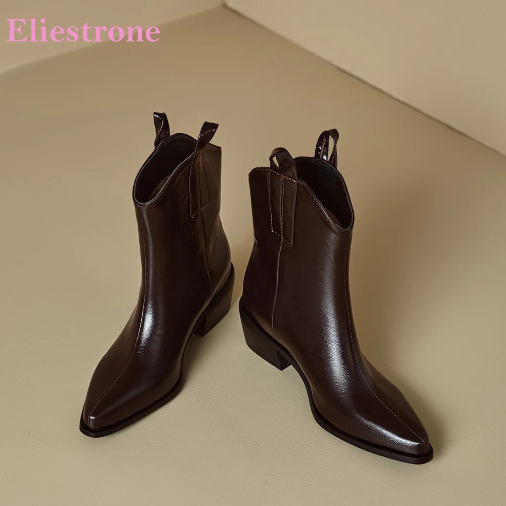 

2025 Новые зимние пикантные коричнево-белые женские ботильоны мотоциклетные туфли на высоком каблуке для вечеринок плюс маленький большой размер 32 11 43 45 48