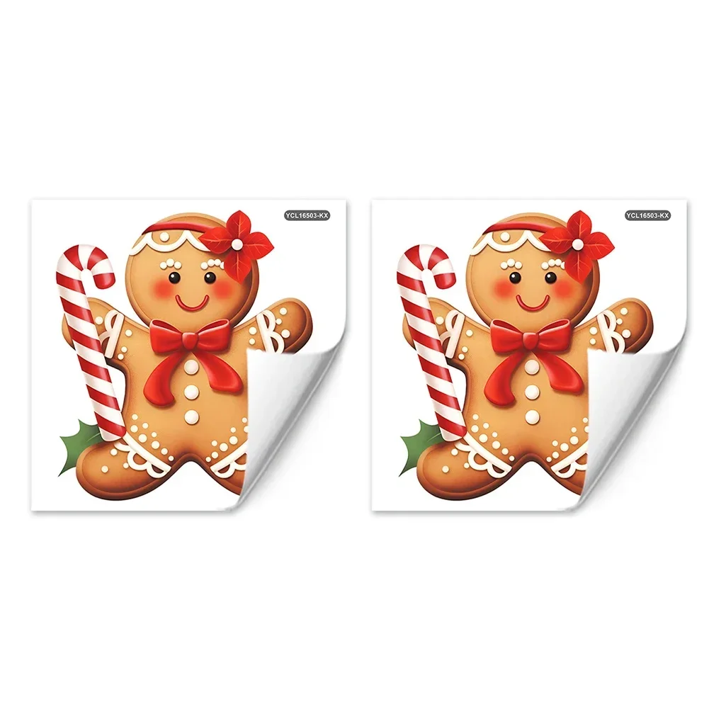 2Pcs Christmas -gingerbread Man Toilet Cover Sticker Toilet Lid Decals Wall Sticker Bathroom Christmas Toilet Decoration