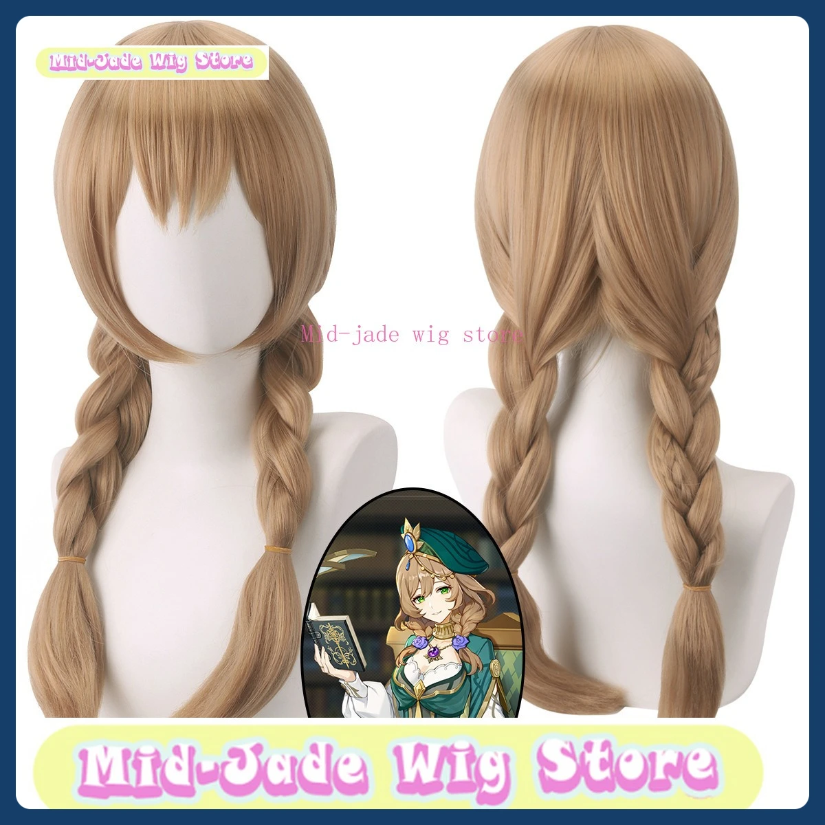 

Mid-jade Wig Store Genshin Impact Lisa Cosplay Wig Anime Game Role-playing Halloween Costume Props Synthetic Hair