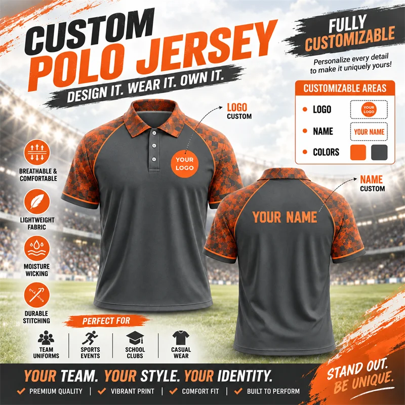 Personalized Sports Polo Custom Name Logo Color Short Sleeve Performance Shirt for Company Promotion Staff Events Uniform Wear