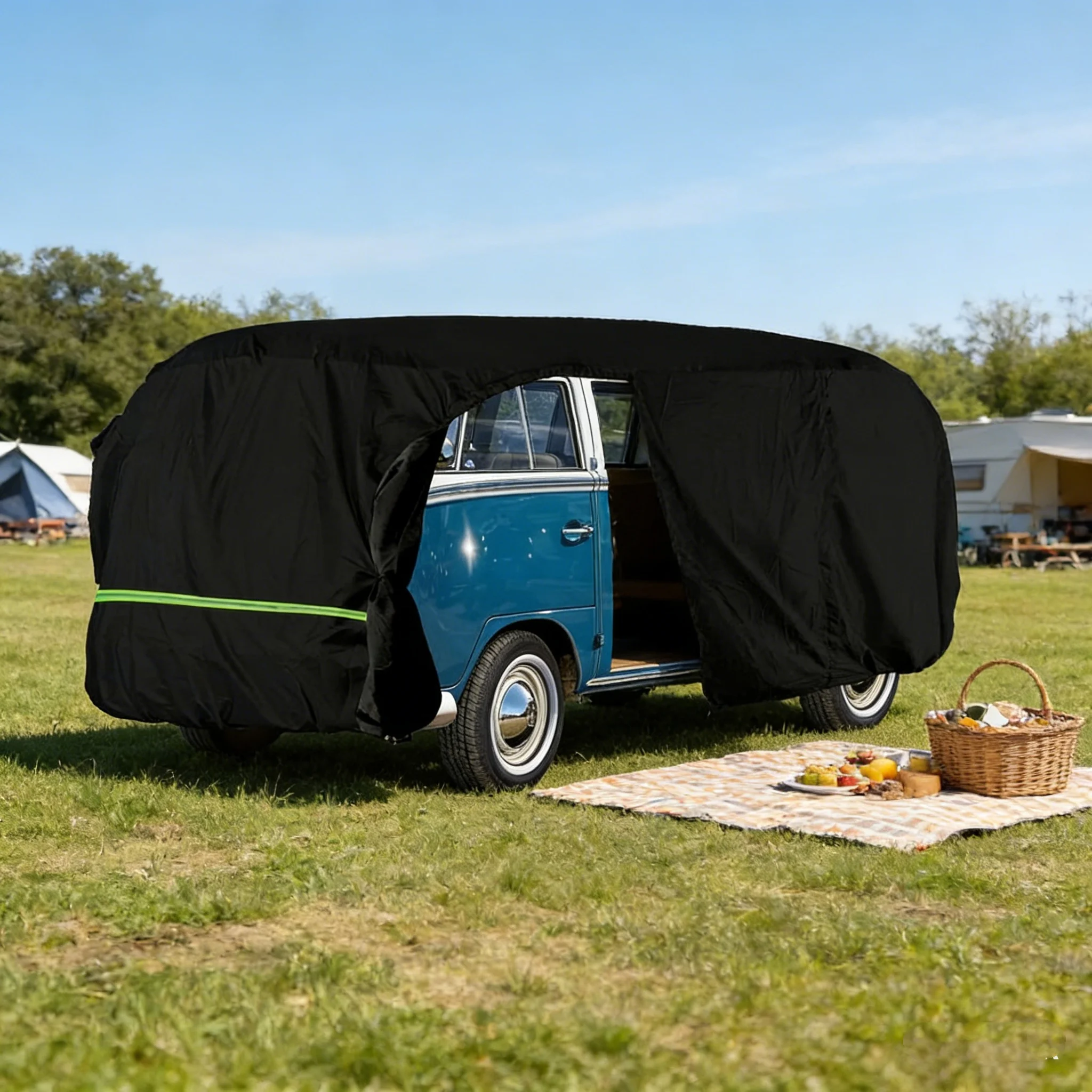 All Weather Car Cover For 1950-1992 VW BUS T1 T2 T3 - Waterproof, Door Zipper Design, Windproof Strap & Storage Bag Included