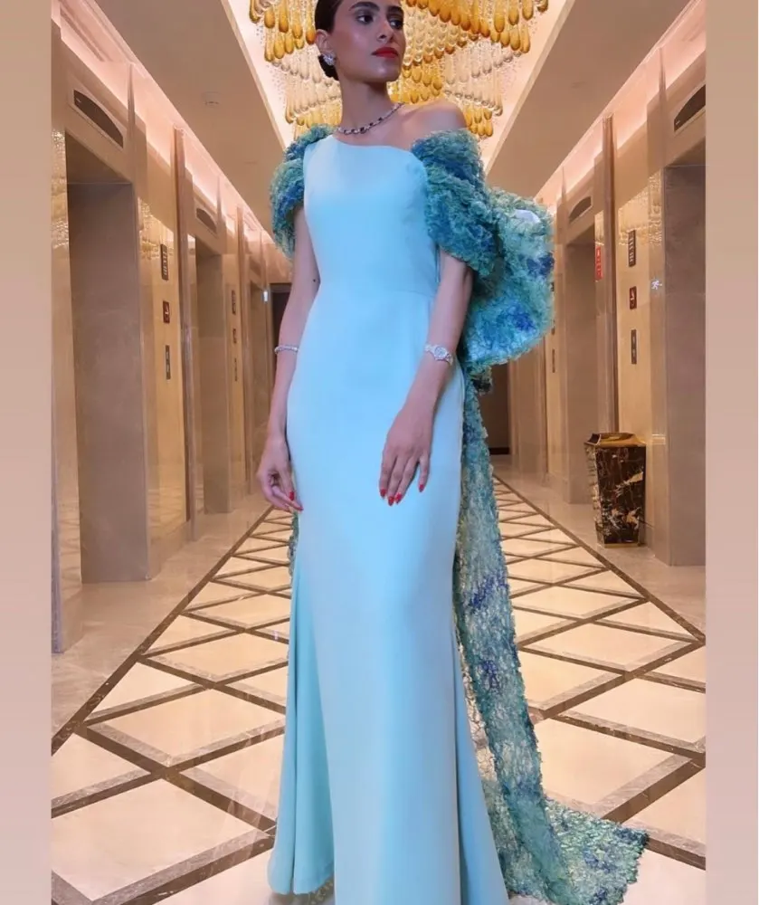 Verngo 2024 Mermaid Evening Dresses Dubai Arabic Women 3D Halo Pattern Luxury Prom Gown With Cape Elegant Party Dress Customized