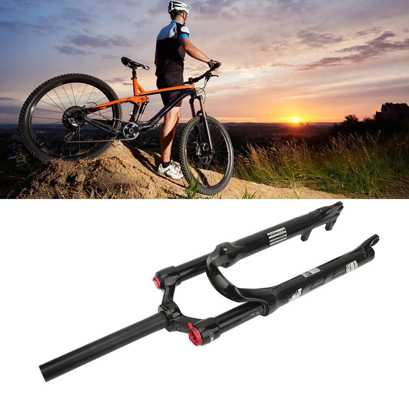 26 Inch Bike Suspension Fork Mountain Bike Front Fork Straight Steerer Manual Lockout Black Tube