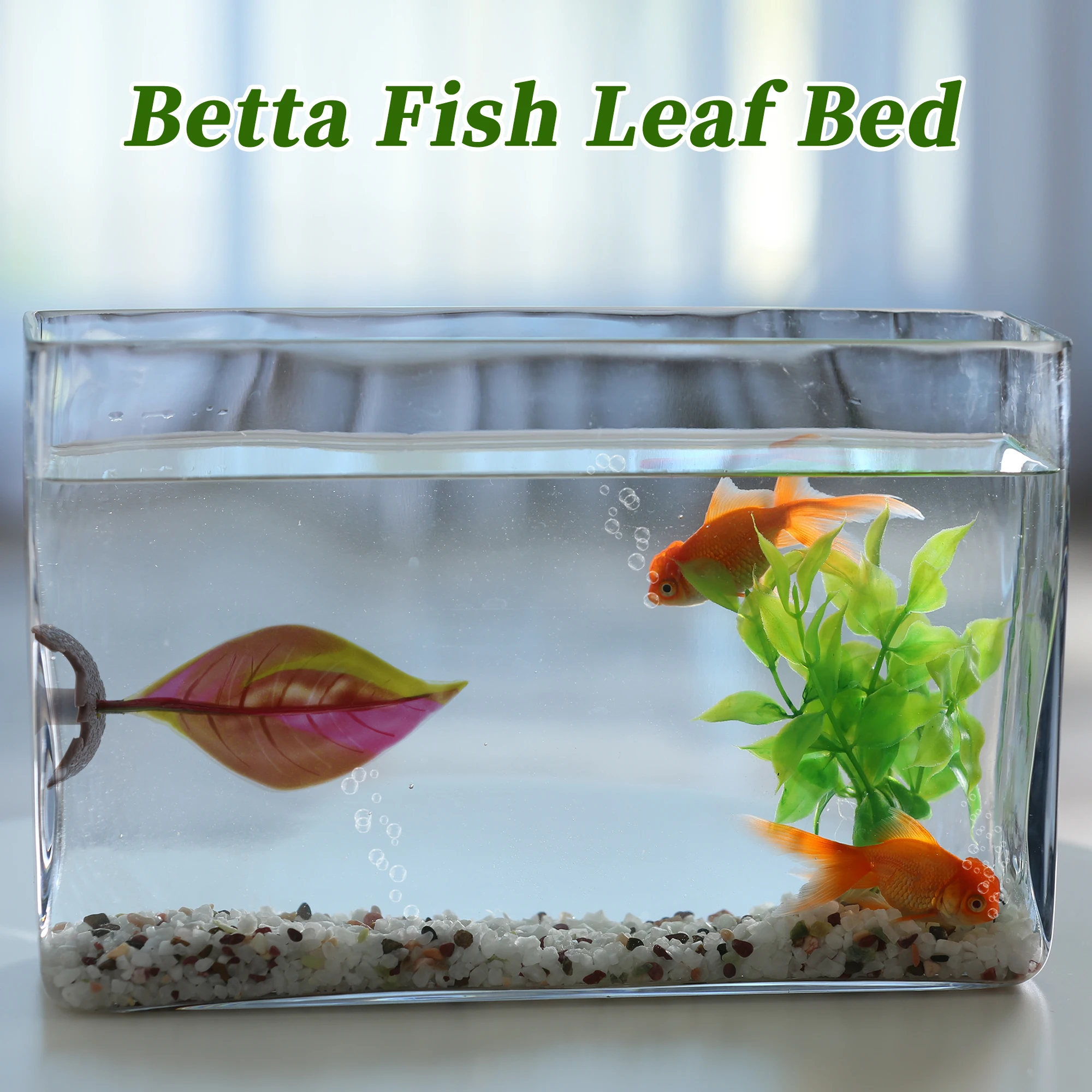 UXCELL Artificial Betta Fish Bed Simulation Betta Leaf Bed Betta Hammock Pad with Suction Cup Aquarium Decor Fish Supplies