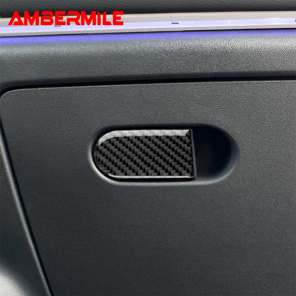 AMBERMILE per Mini Cooper S F65 F66 F67 Countryman U25 J01 EV E SE 2024 2025 Co-pilot Storage Box maniglia adesivo in fibra di carbonio