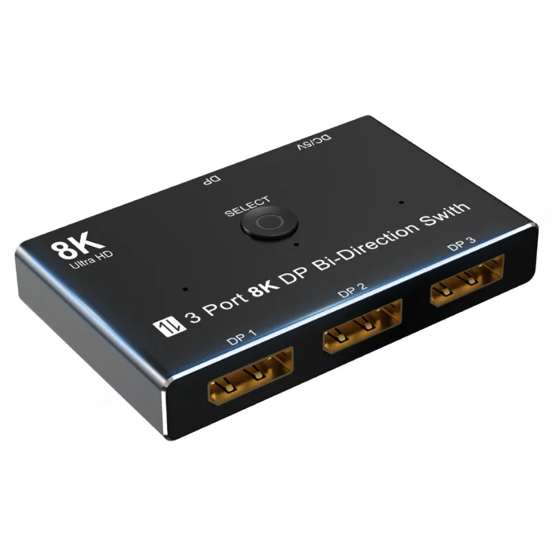 DP1.4 Switch 3 port Two-way 1x3/3x1 Display port Switcher Splitter HDR 8K 60Hz 4K 144Hz 32.4Gbps for Multiple Source and Display