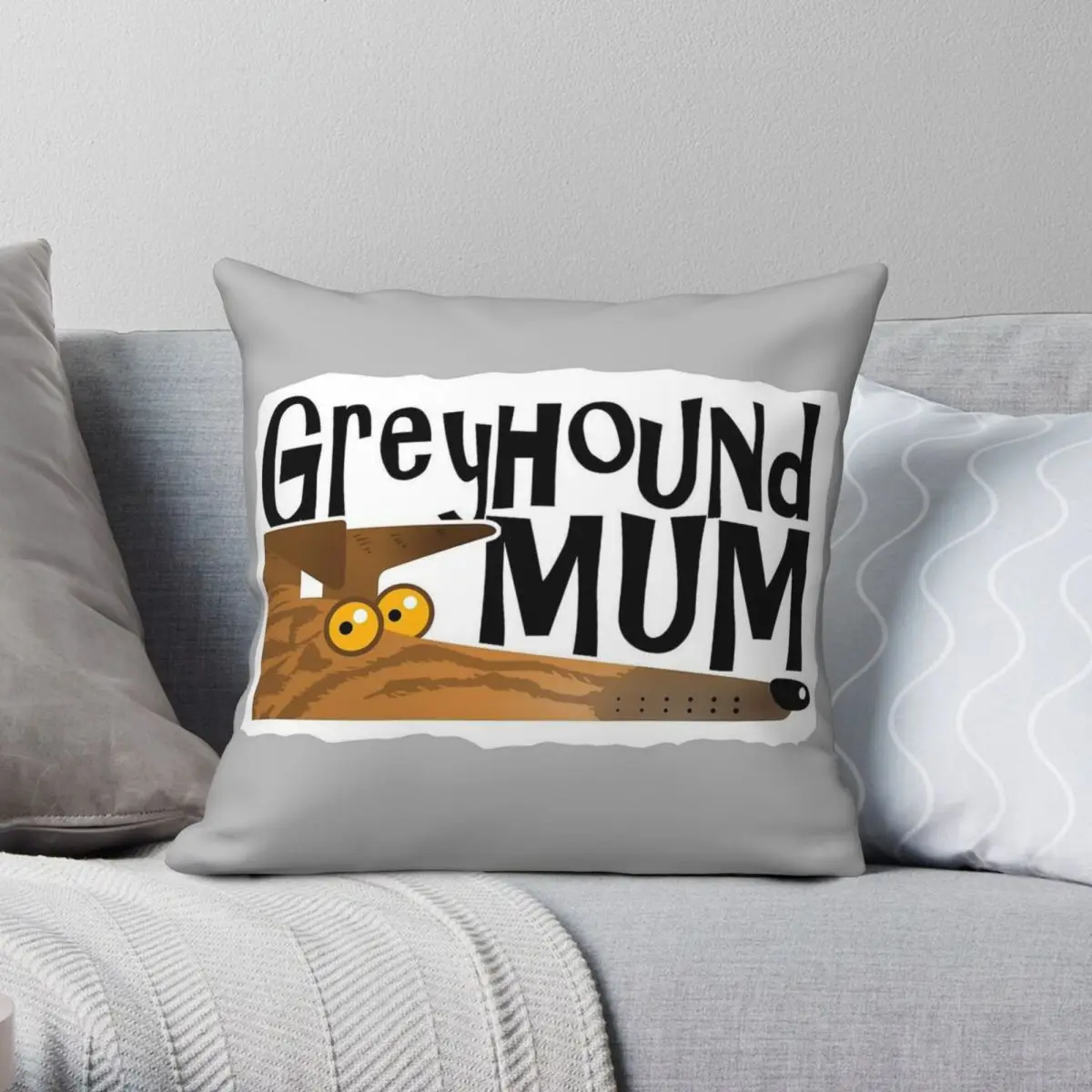 

Greyhound Mum Brindle Square Pillowcase Polyester Linen Velvet Printed Zip Decor Throw Pillow Case Car Cushion Cover 45x45