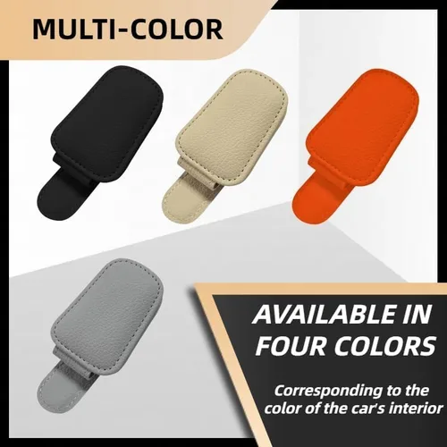Imagen 2 del producto Soporte para gafas de sol para visera de coche, Clip para gafas de sol, soporte magnético de cuero para gafas, accesorios interiores para camión y coche, negro/1 Uds.