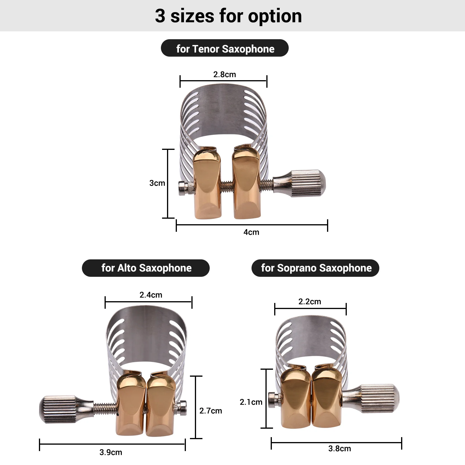 Single Screw Adjustment Saxophone Ligature Compact Durable Sax Ligature for Alto Saxophone Plastic/ Hard Rubber Mouthpiece