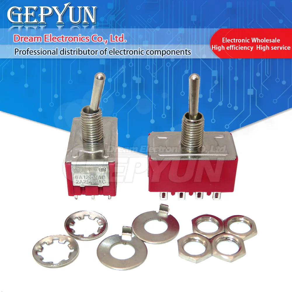 1Pcs Miniature Toggle Switch Red Mts-102 MTS-101 MTS-202 MTS-303 MTS-402 MTS-403 250V 2A 125V 5A 9pin/12pin 2/3Positions