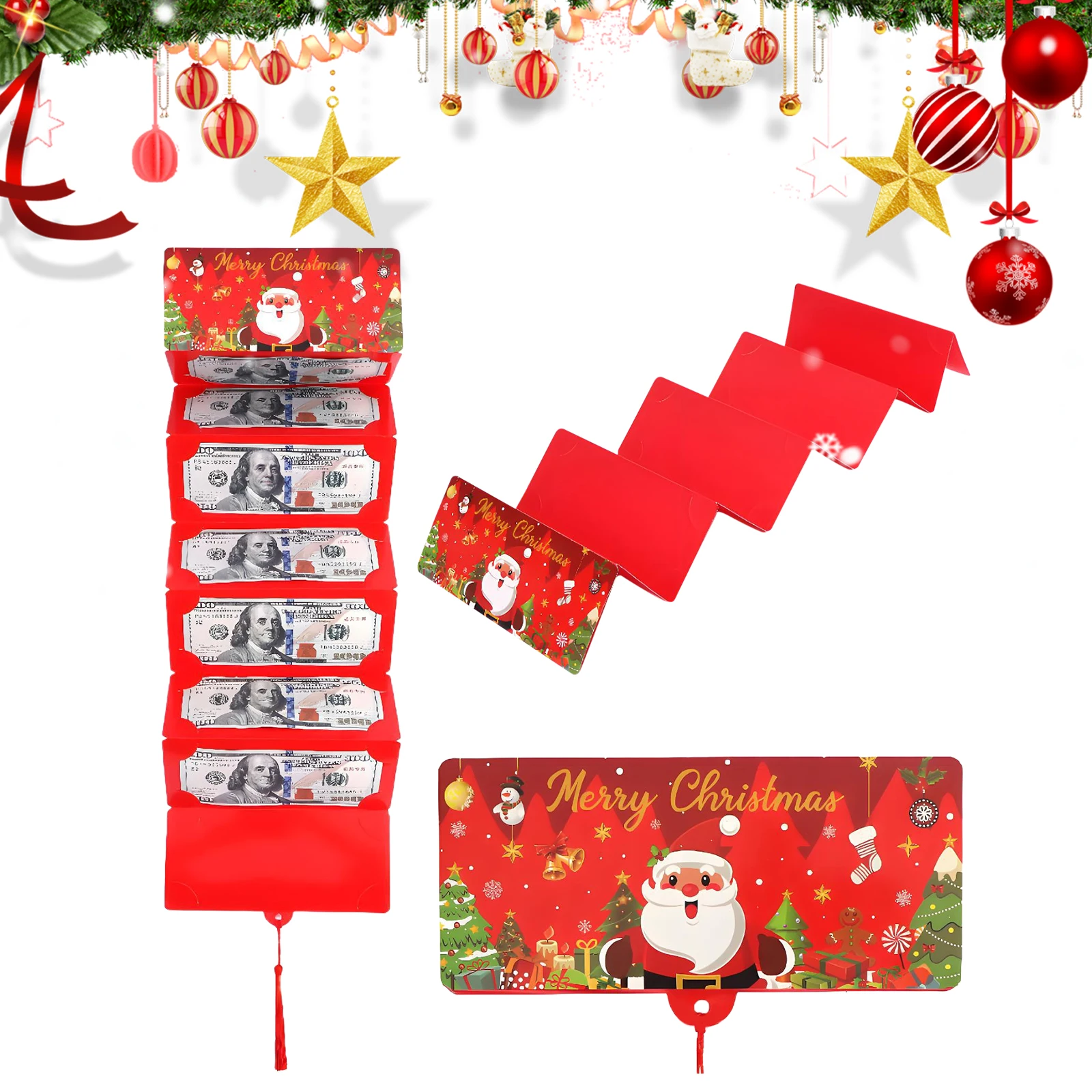 عيد الميلاد DIY حامل بطاقة الهدايا النقدية مع مشبك المال عيد الميلاد مفاجأة حامل البطاقة عيد الميلاد حامل المال للرجال النساء الفتيات الفتيان