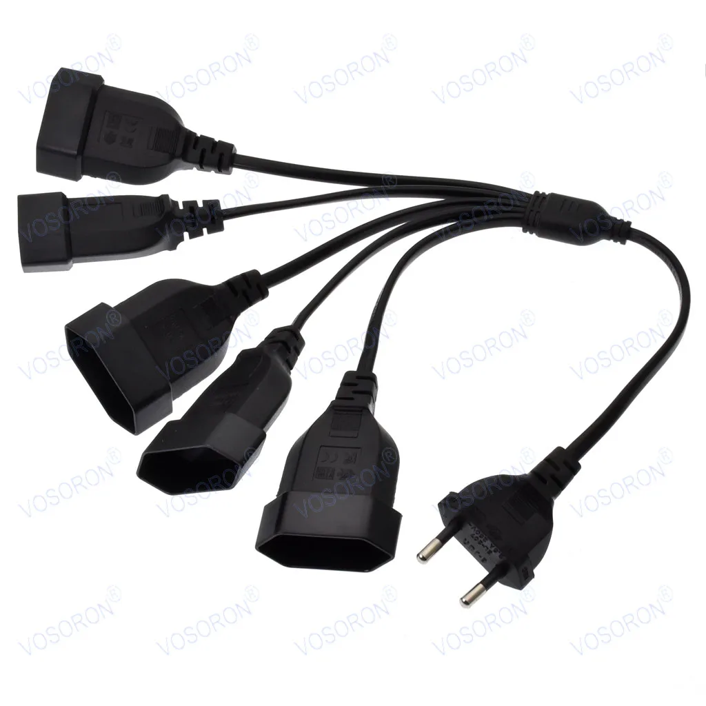 CEE7/16 EU Power Splitter Cord,1‑Plug Input to 5 EU‑Socket Output Multi‑Way European Extension Cable for Household Wall Socket