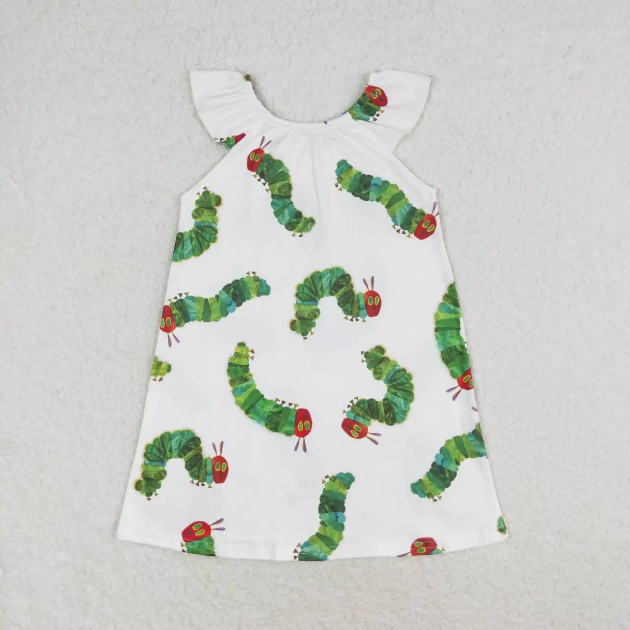 Vestido de oruga verde para niñas pequeñas, ropa sin mangas, falda de verano, alta calidad, venta al por mayor