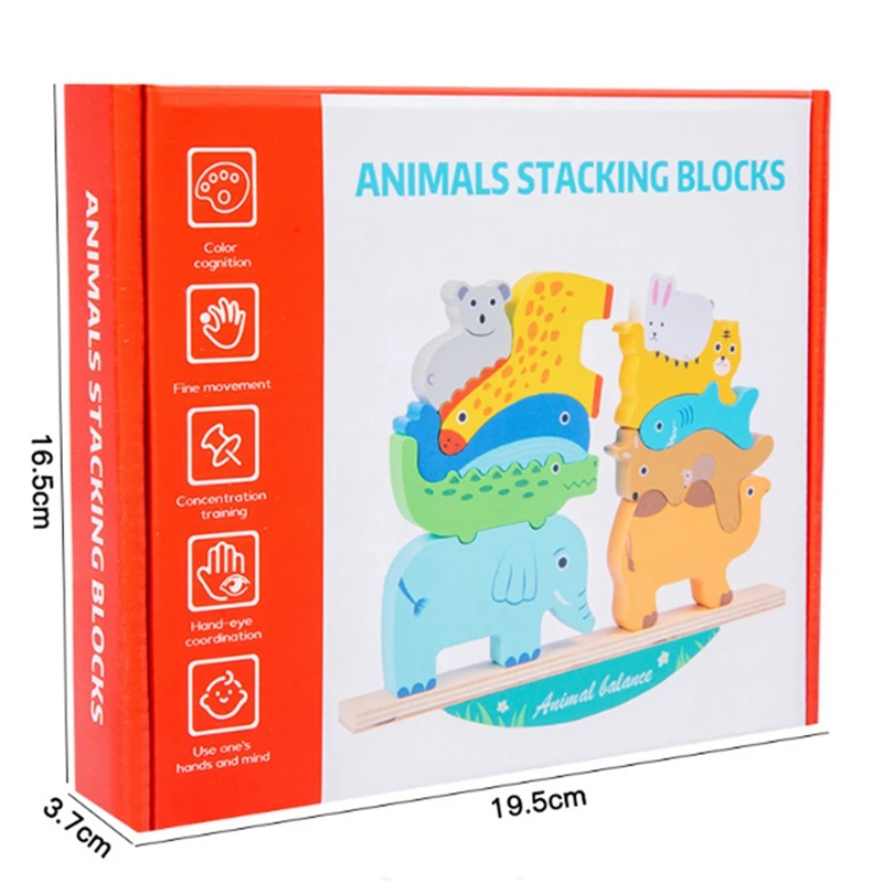 Blocos de animais para meninas, brinquedo de empilhamento, aniversário infantil para meninos e meninas de 2 a 6 anos, brinquedos educativos, jogo de equilíbrio motor fino