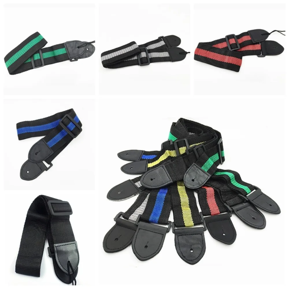 Leather Folk Electric Guitar Strap Adjustable Stripe Bass Ukulele Belt Durable Colourful Personality Guitar Straps