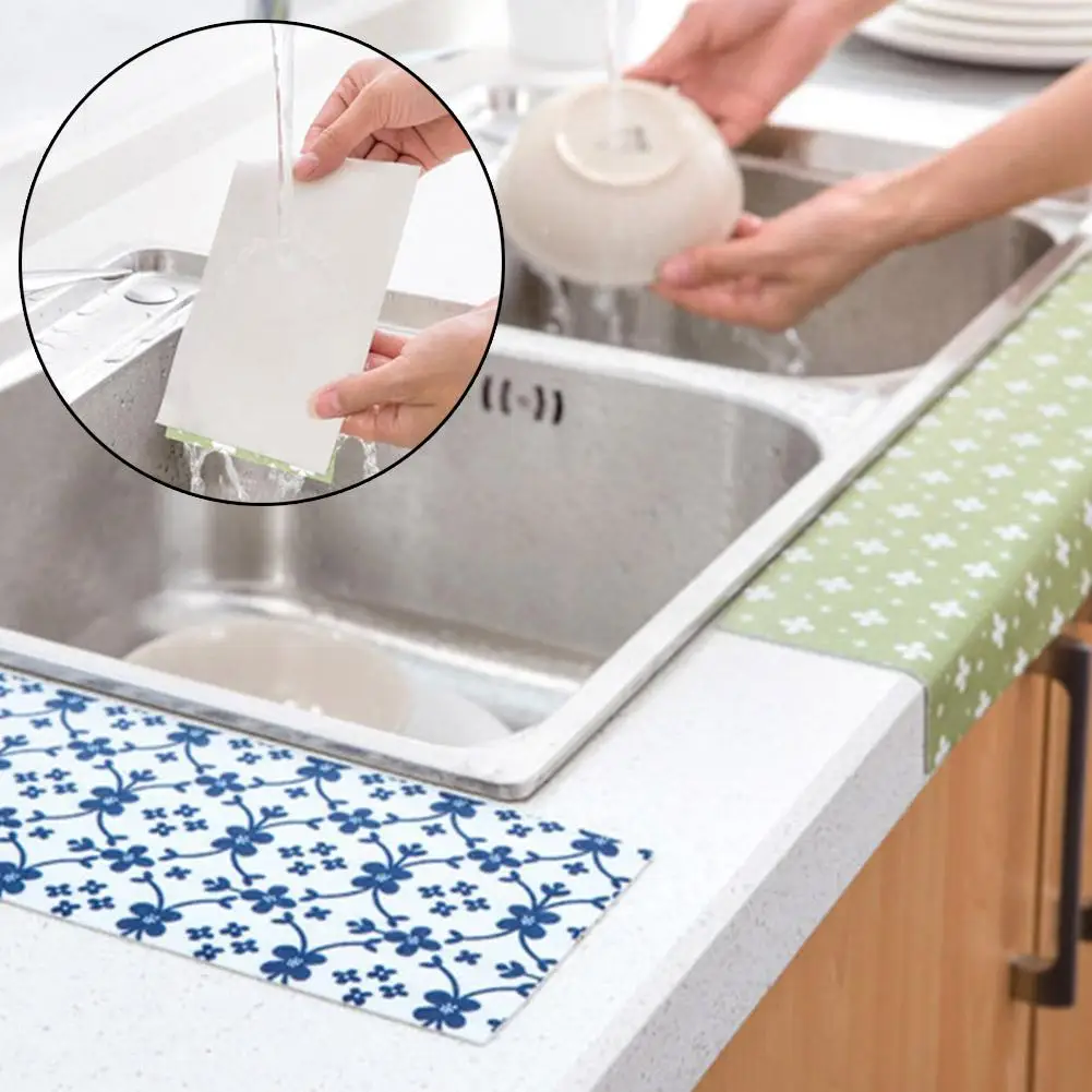 Kitchen Faucet Mat Absorbent Nappa Leather Bathroom Desktop Dry Sink Mat Splash-proof Mats Bathroom Draining Tools Mat Quic S9E8