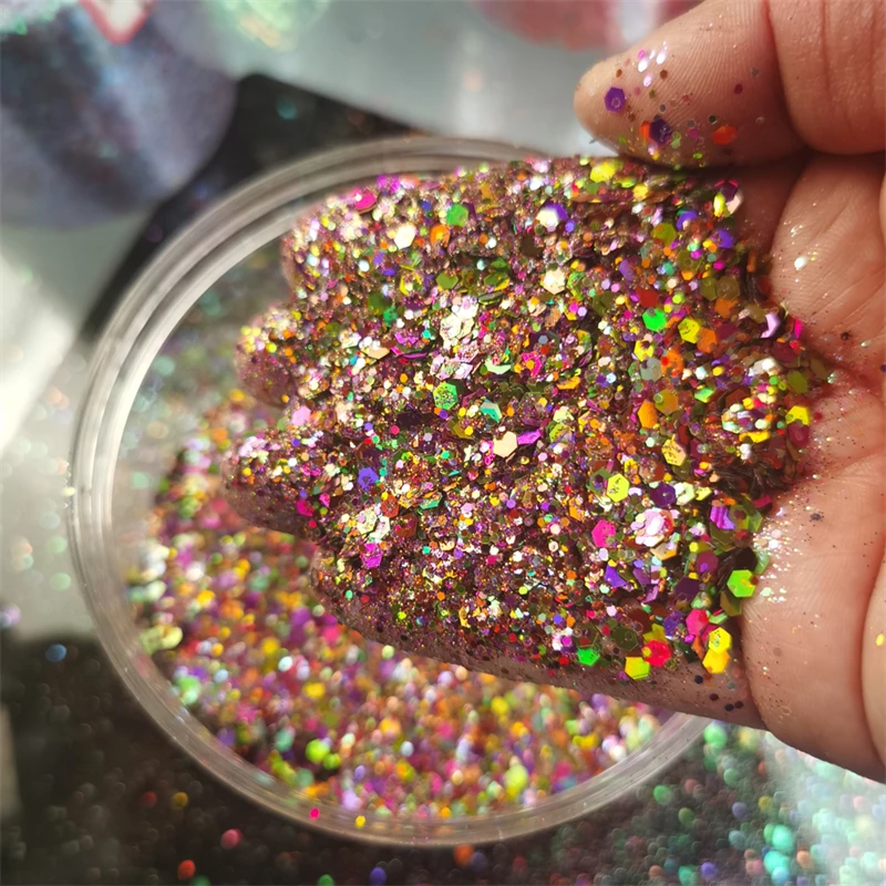 

50G Holographic Mixed Hexagon Shape Mermaid Nail Art Glitter Mixed Color Shiny Manicure Flakes Decoration Body/Eye/Face Glitter
