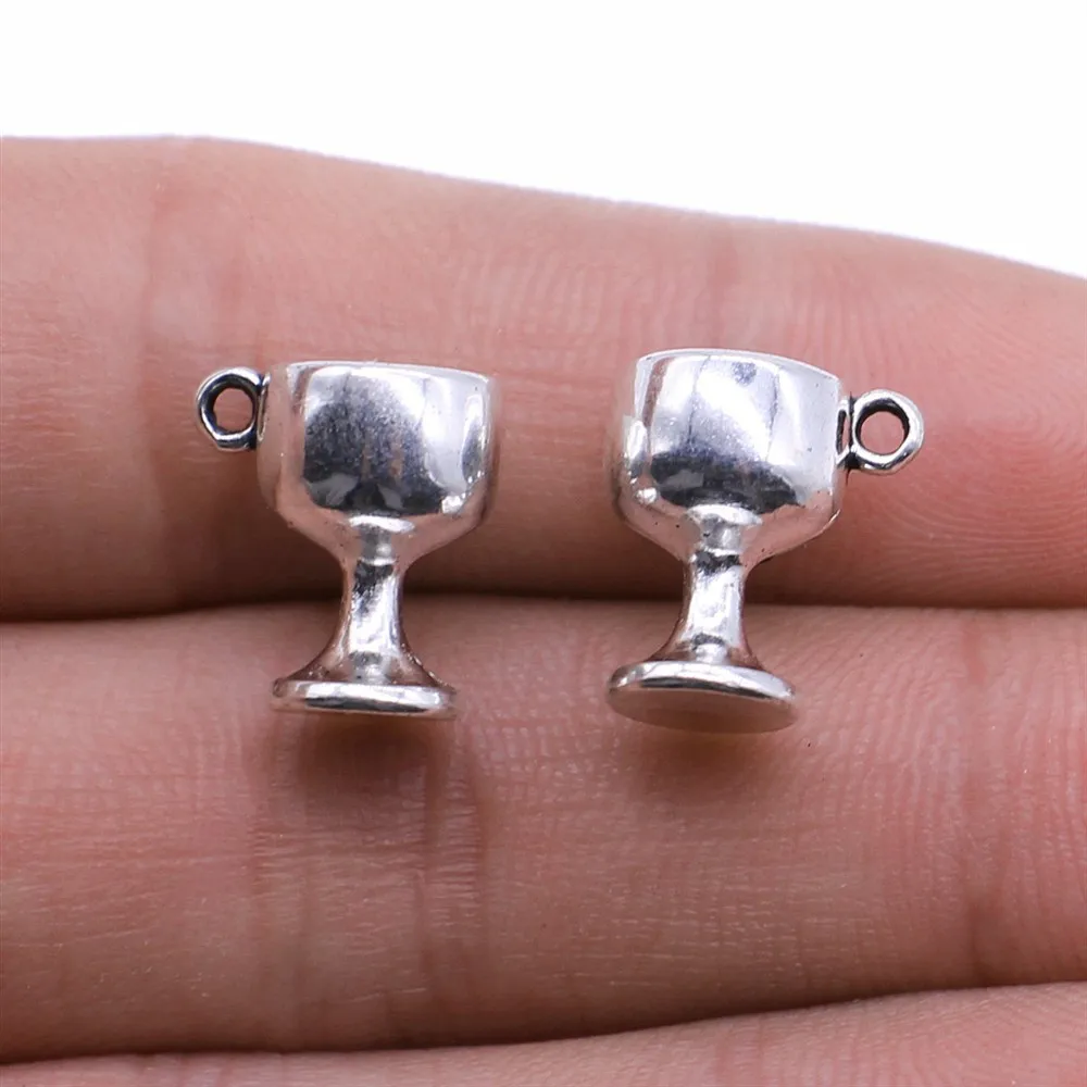10pcs 12x13mm(0.47x0.51inch) Antique Silver Color Goblet Charms Pendants DIY Jewelry Making Accessories