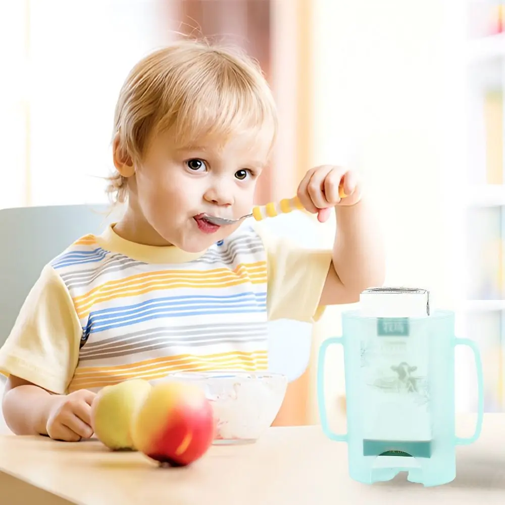 

Portable Plastic Squeeze Pouch Holder Squeeze Proof Reusable Milk Box Holder with Handle Comfortable Juice Box Holder Self-Feed