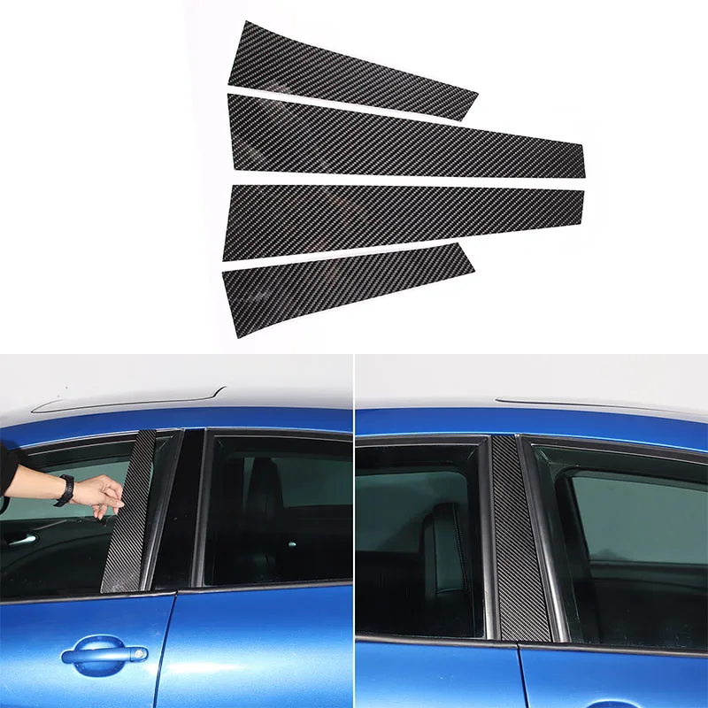 For Seat Leon 2008 2009 2010 2011 2012 Carbon Fiber Car Door Window Center B Pillar Post Trim Cover Sticker Car Accessories