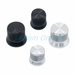 2pcs Silver Black Aluminum Alloy Caps 20x17mm 17x16mm Potentiometer Encoder Rotary Band Switch Knobs Plum D Half Shaft Type