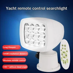 1X Marine LED Wireless Remote Control Searchlight 340° Rotation Energy Conservation Yachts Boat Speedboats Lighting Super Bright