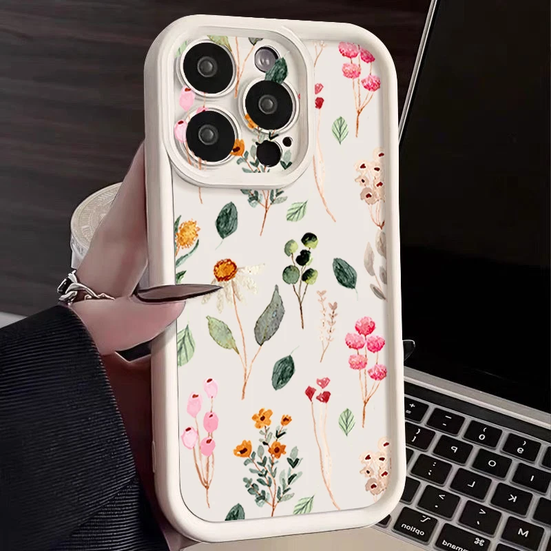 Bunte Blumenmuster-Handyhülle für iPhone 17, 16, 15, 14, 13, 12 Pro Max, 15, 14, Plus, 16, 17 Pro 11, 16e 17, Air Soft Silikonhülle