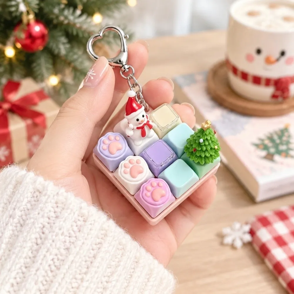 9 Tasten Keycap Fidget Schlüsselanhänger Katzenpfote Weihnachts-Schneemann Tastatur Finger Weihnachtsbaum Halloween Totenkopf Fidget-Taste Keycap-Anhänger – Detail 7