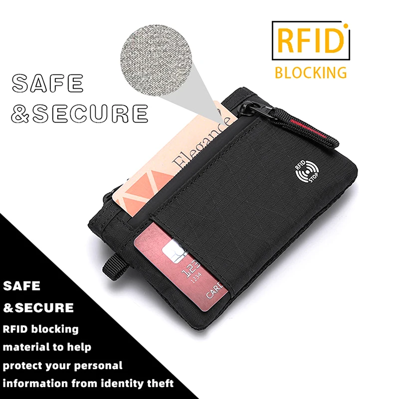 Rfid Credit Card Holder Men's Short Wallet Zipper Coin Bag X-pac Mini Travel Wallet Male Tactical Purse Coin Purse
