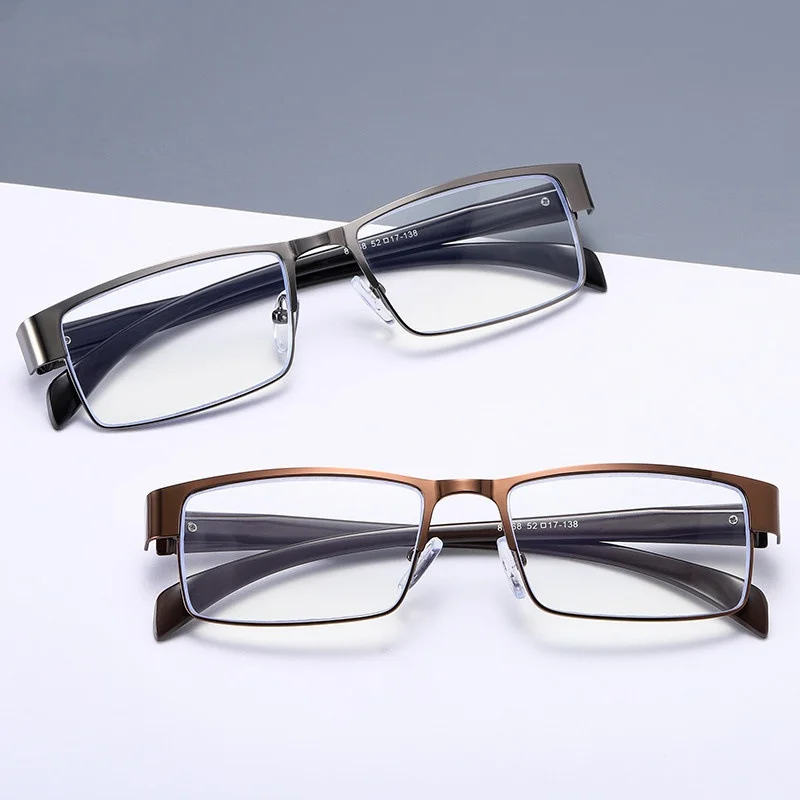 Metal Square Frame Reading Glasses for Men, Middle-Aged and Elderly Business Style Reading Glasses