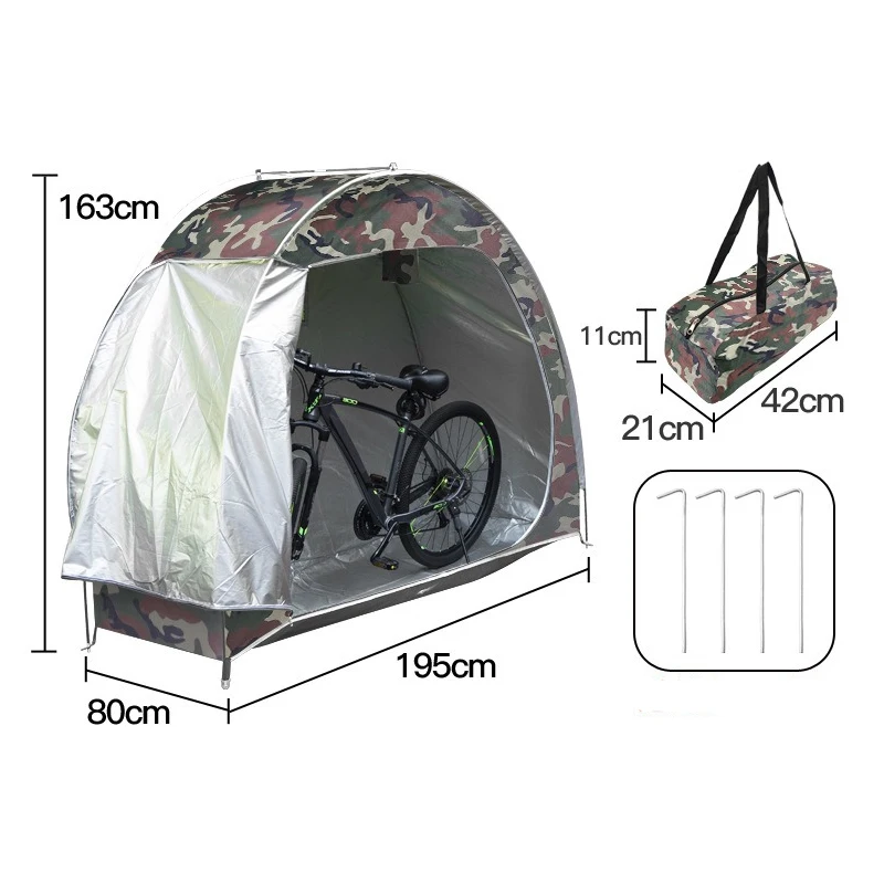 

Outdoor Bicycle Storage Shed Tent 210D Silver Coated Oxford Fabric Portable Waterproof Foldable Single Bike Convinient Cover