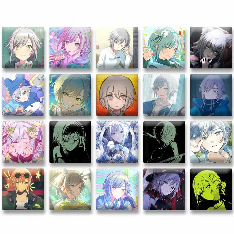 

Cute Hinomori Shiho Square Badges Creative Kawaii Cartoon Girl Lapel Pins DIY Clothes Backpack Decor Brooch Jewelry Accessories