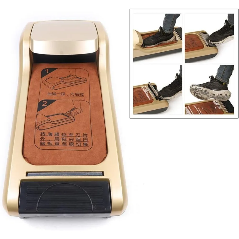 Shoes Film Machine - Portable Automatic Shoes Cover Dispenser for Home& Office(Gold)