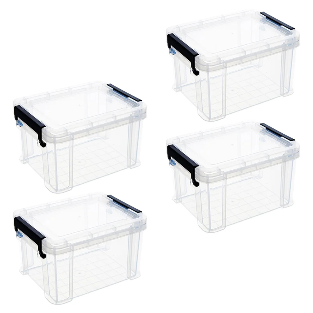 

4 Pcs Toy Storage Bins Mini Box Container Clothes Holder Plastic Sundries Organizer White Household Case Collection