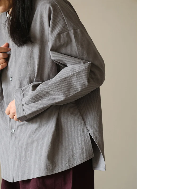 

Quali ey Cotton irt Women's Simple Open Front Thin Outerwear Pring Feeling Top Casual Loose Long Sve Stripe