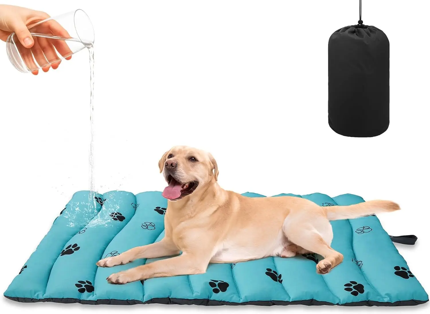 

Portable Waterproof Outdoor Dog Bed for Large Medium Dogs, Foldable Camping Mat with Carry Bag, Machine Washable 35"x51"