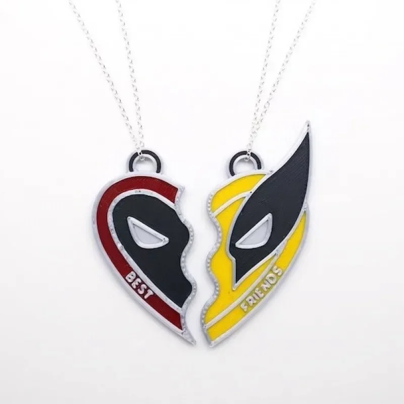 Disney Marvel Deadpool 3 Movie Deadpool and Wolverine Best Friends Necklace Pendant Heart Necklace Cosplay Men Women Bag Jewelry