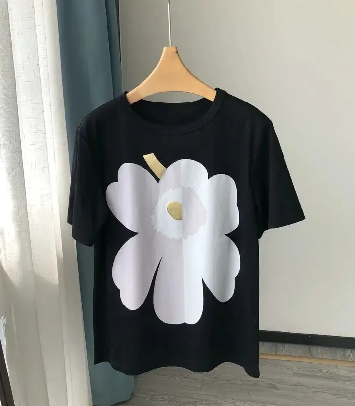 Summer Men Women Cotton T Shirts A Flower Print T-Shirt Graphic Unisex Brand Clothes Wysokiej jakości Tshirt Fashion Casual Top Tees