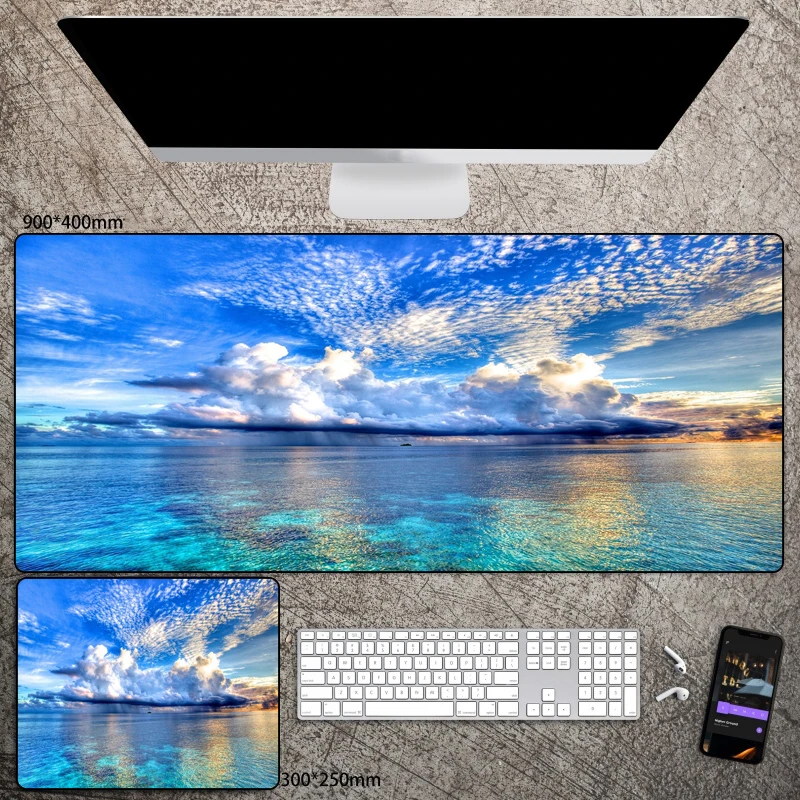 

400x900 Large Size Blue Sky Landscape Mouse Pad Office Hoom Waterproof Non-slip Art Mousepad XXL Computer Table Desk Mat Carpet