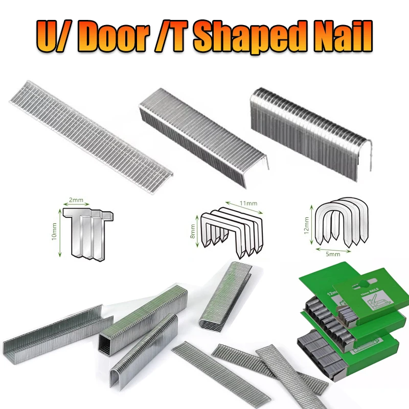 Beicai 1000pcs U/door/t Shaped Nails Shaped Stapler For Wood Furniture Household Use Gun Stapler Gun Nail Shooter Nail