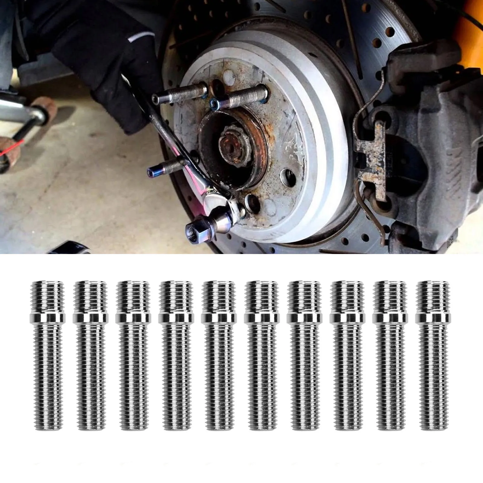 20 Pcs Extended Wheel Stud 58mm Wheel Conversion Bolts Studs Adapter 41mm Shank Length M14x1.5-M12x1.5