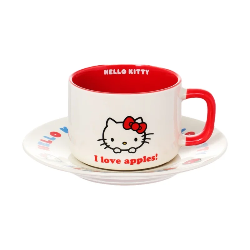 

Hello Kitty Ceramic Mug With Saucer Cute Coffee Cup For Girls Students Kawaii Tea Cup Gift Set Hot Sale Cute Water Cup Girl Gift