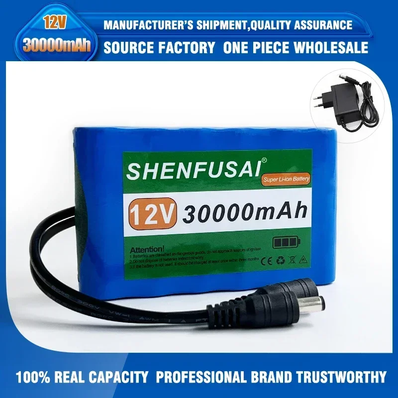 NEW Portable Super 12V 30000mah Battery Rechargeable Lithium Ion Battery Pack Capacity DC 12.6v 30Ah CCTV Cam Monitor + Charger