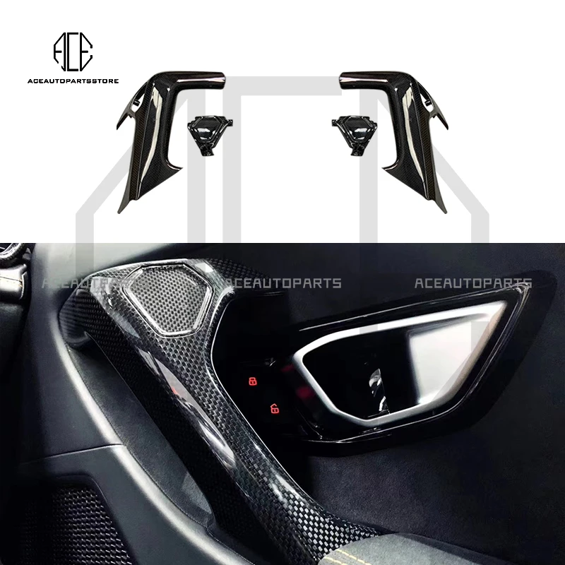 Dry Carbon Fiber Inner Door Handle Cover Interior Replace Stick For Lamborghini 2014-2020 Huracan LP610-4 LP580-2 EVO RWD