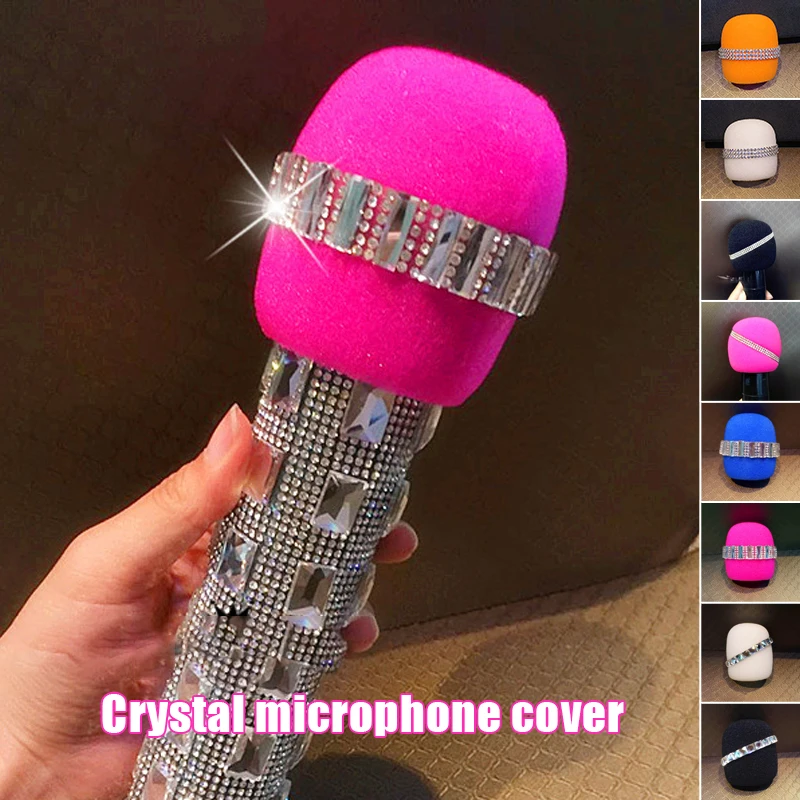 

Microphone Windscreen Sponge Foam Mic Cover Microphone Cap Shiny Glass Drill New Singer Hosts Wedding KTV Accessories